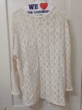 $5 Bundle Vtg SAG HARBOR  Cream Crochet Open-Knit Long-Sleeve Top